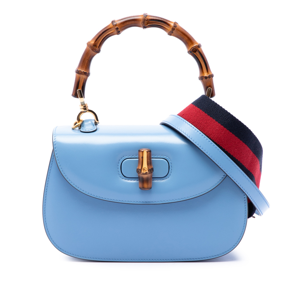 Pre-Loved Gucci Small Calfskin Web Bamboo 1947 Top Handle Bag